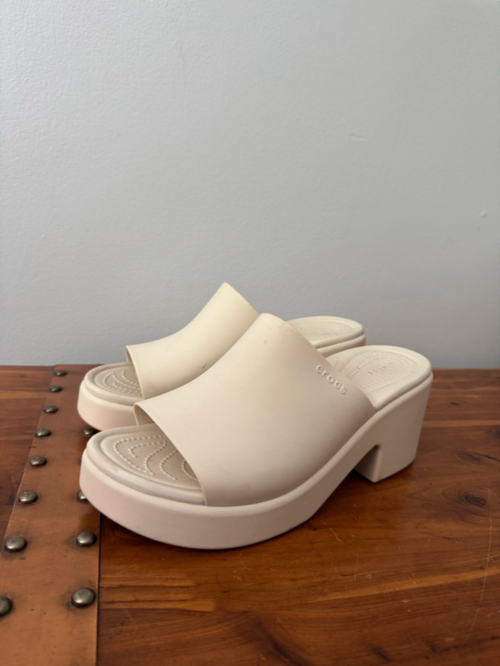 Crocs Women's Platform Brooklyn Slide Sandal in Cream